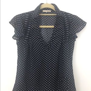 Navy Polkadot Sheer Blouse